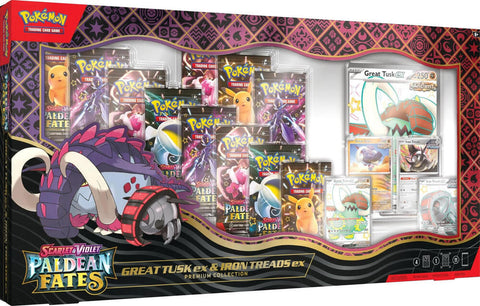 Paldean Fates Great Tusk ex & Iron Treads ex Premium Collection, sealed